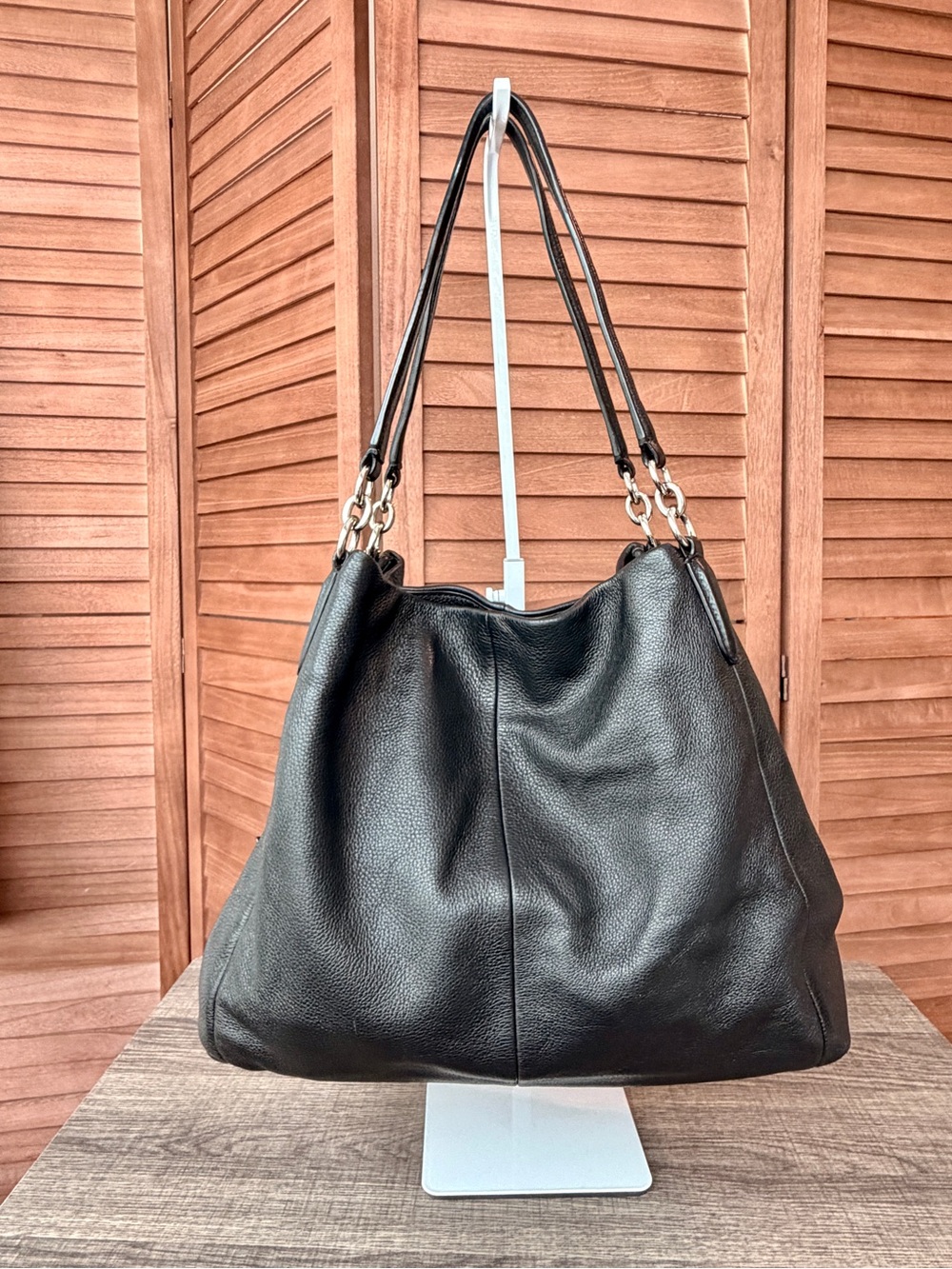 Coach Madison Phoebe Shoulder Hobo Bag Black Pebbled Leather EUC - Picture 2 of 12